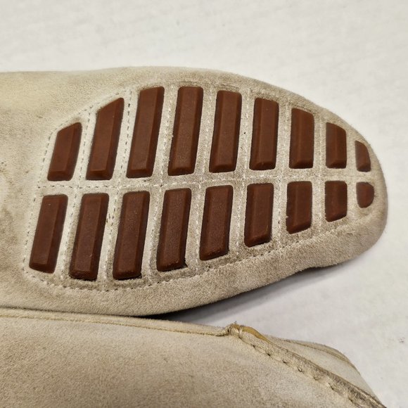 GUCCI Loafer Slip On Shoes Beige Cream Leather Made in Italy Horsebit Buckle 8.5 - Picture 15 of 16